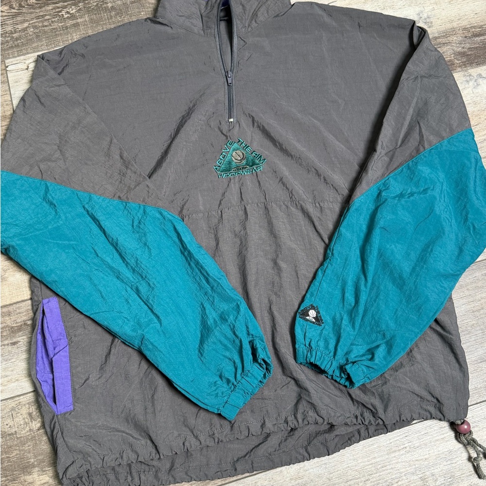 Gray and Teal Windbreaker Jacket